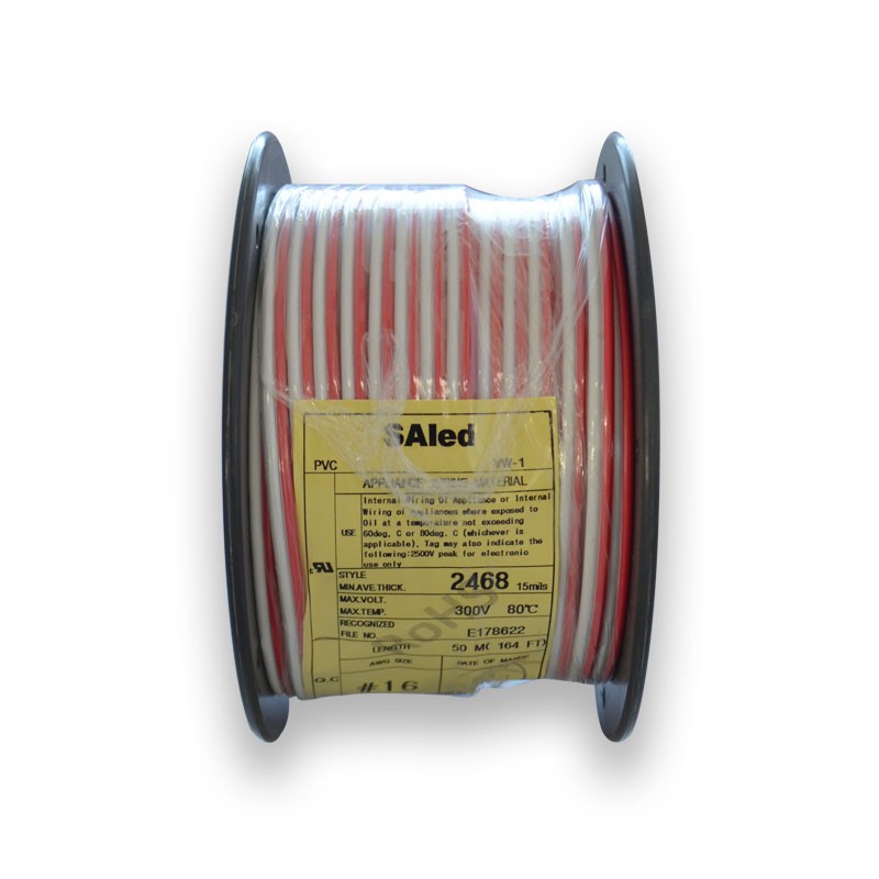 LED WIRE UL 16AWG RED WHITE